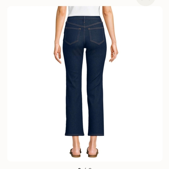 New Lands End High Rise Kick Flare Ankle Jean Style Wmn's Stretch Sz 8  Dk Rinse - Picture 2 of 7